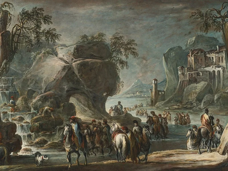 1686-Francesco Simonini - Soldati che attraversano un fiume